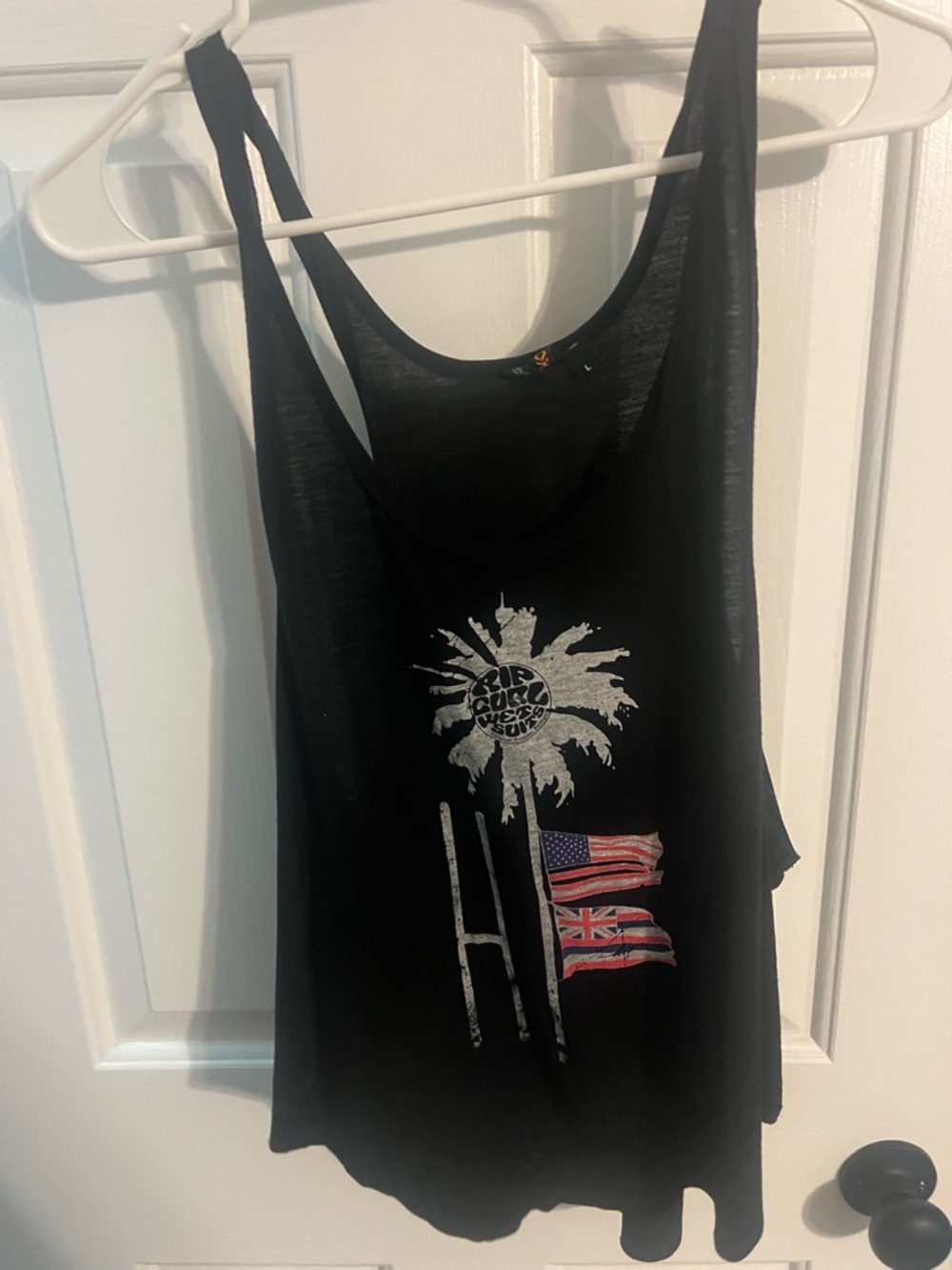 Rip Curl Black Palm Graphic Tank with Flags